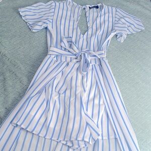 Size 3 Crystal Sky shorts romper with ankle length skirt in the back